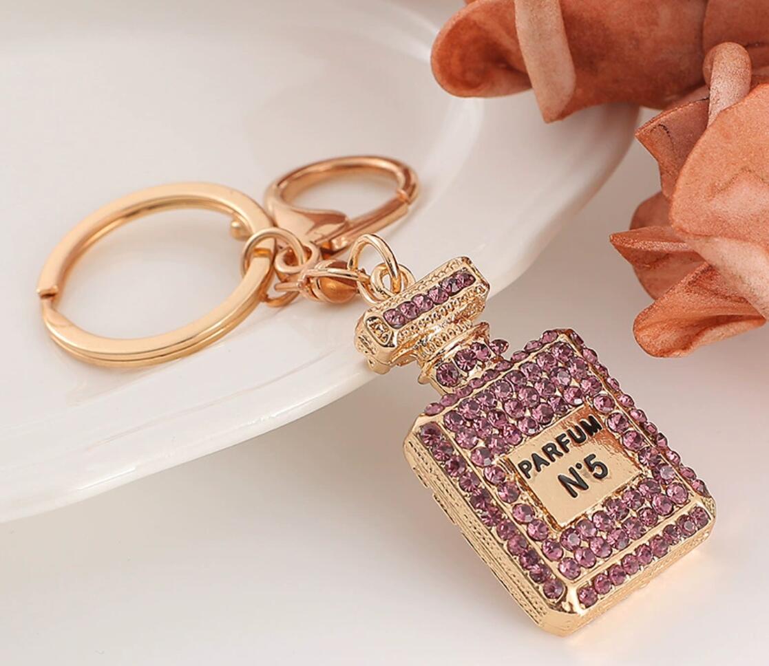 Exquisite crystal perfume bottle keychain