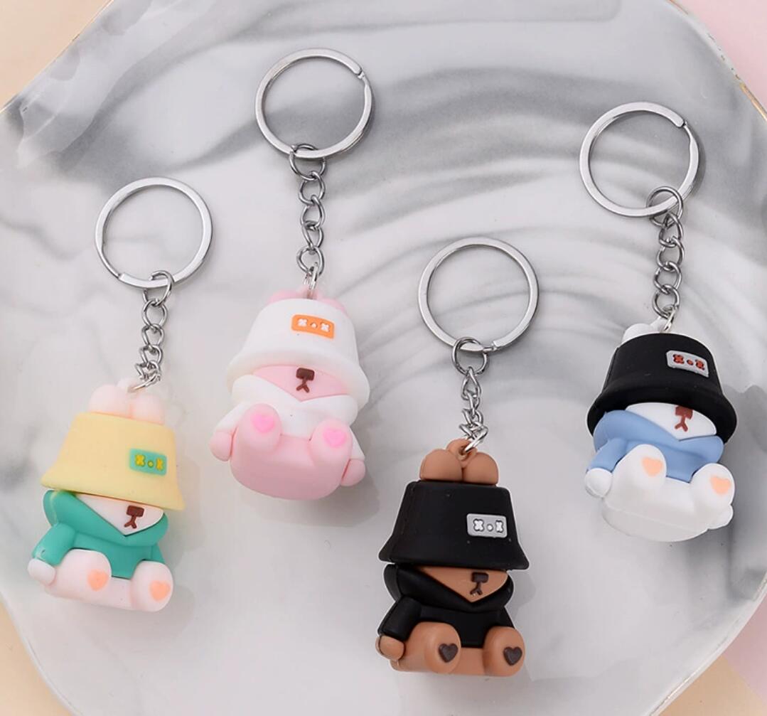 Cute PVC doll keychain pretending to sleep fisherman bear