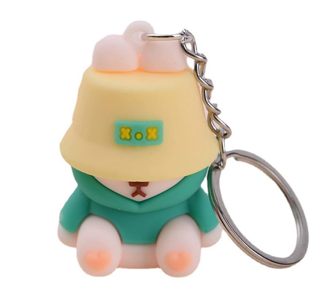 Cute PVC doll keychain pretending to sleep fisherman bear