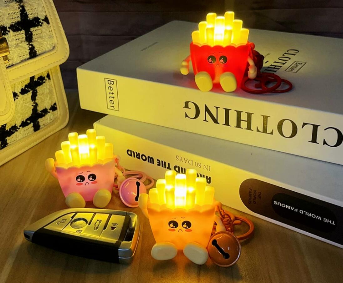 Cute and fun luminous French fries LED keychain