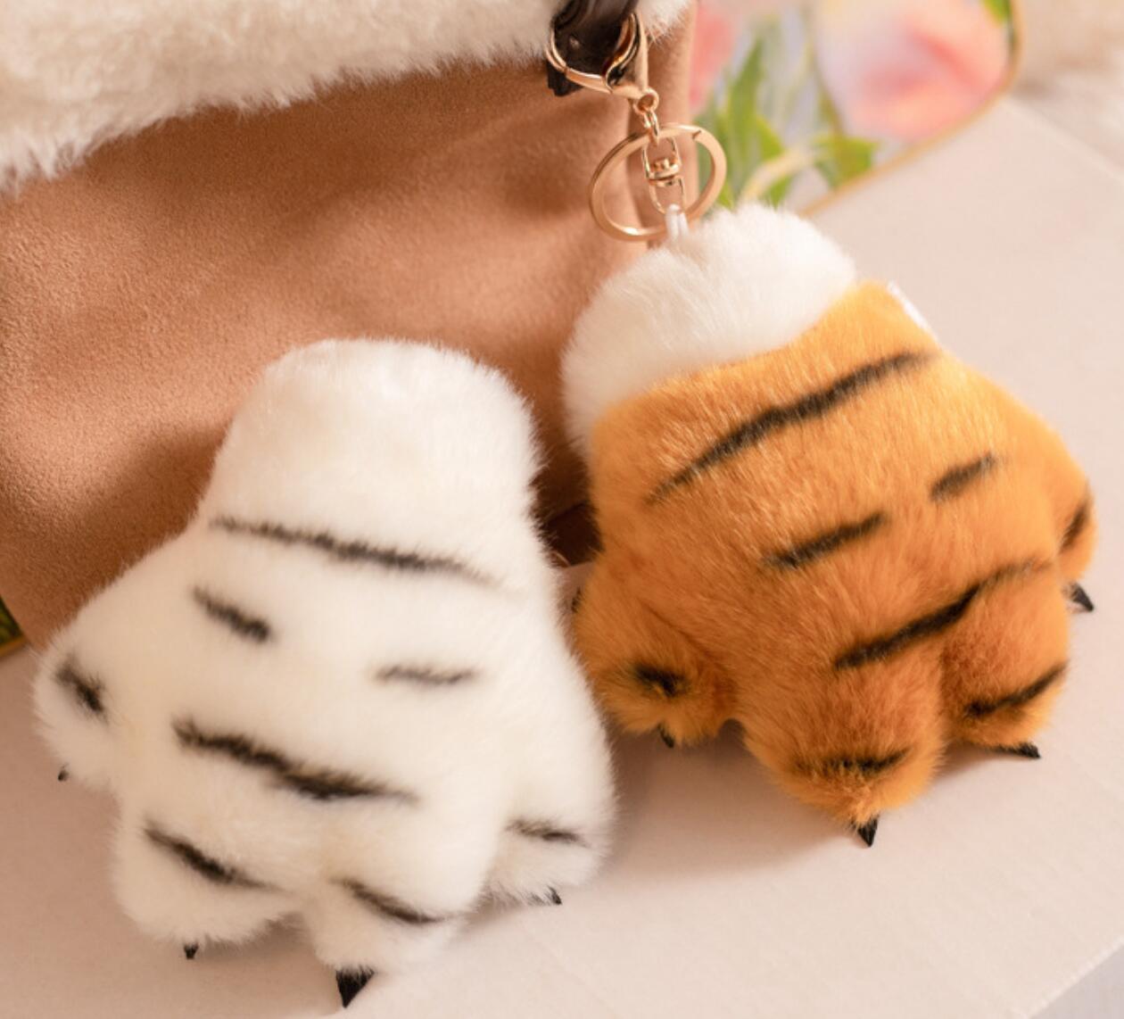 Cute Tiger Paw Plush Toy Keychain