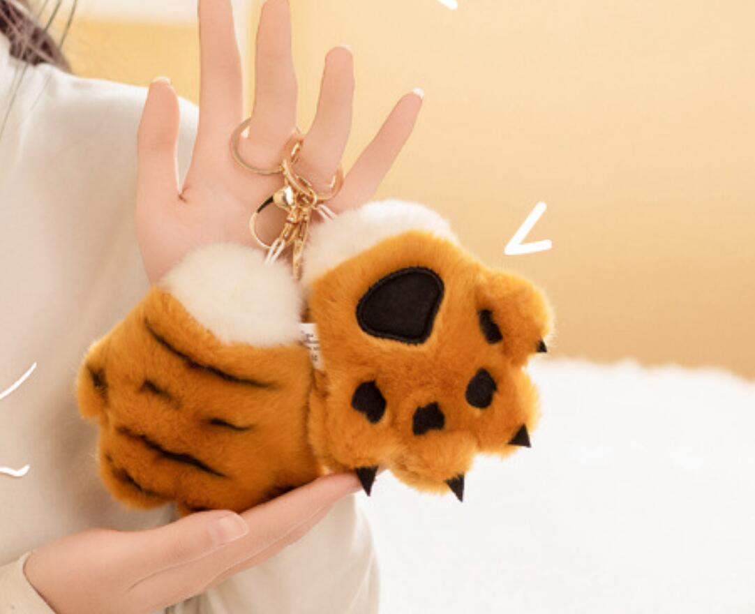 Cute Tiger Paw Plush Toy Keychain