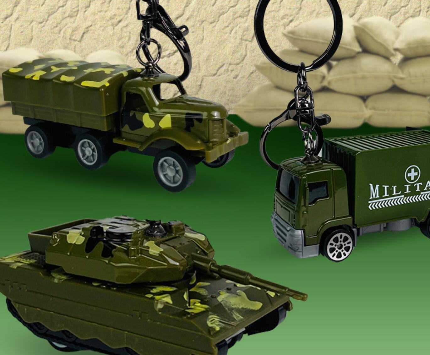 Military Series Pull-Back Toy Truck Keychain