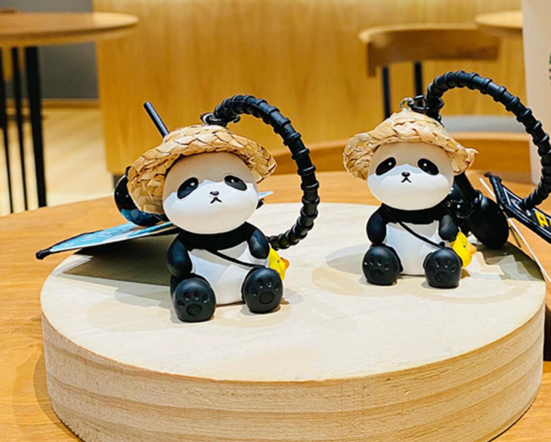 Creative Straw Hat Red Panda Keychain