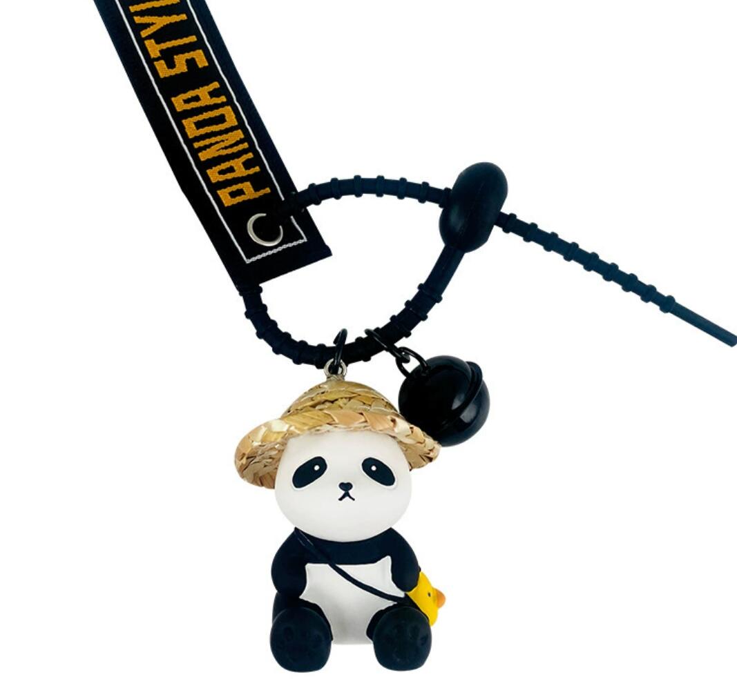 Creative Straw Hat Red Panda Keychain
