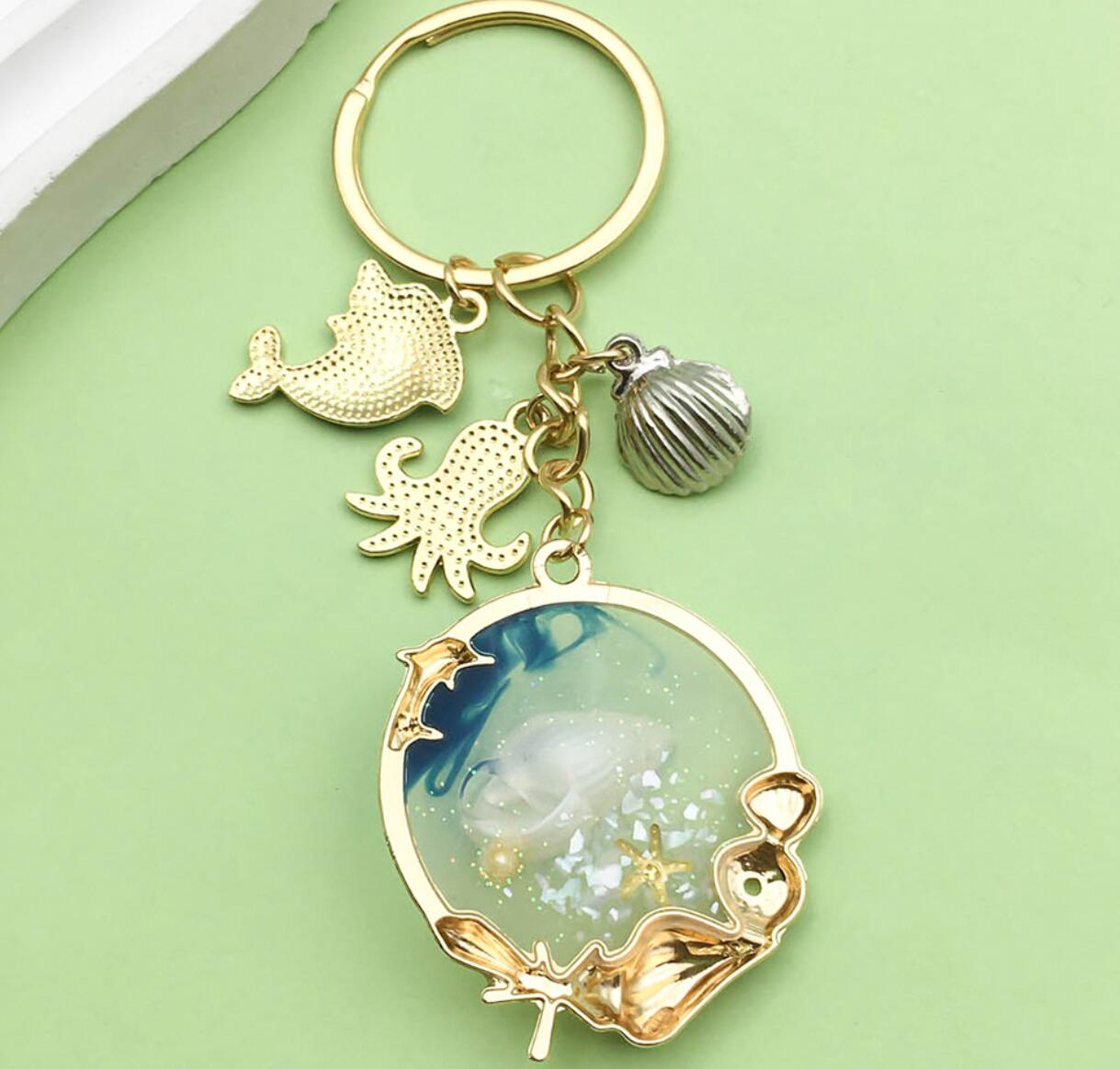 Alloy Shell Dolphin Octopus Ocean Keychain