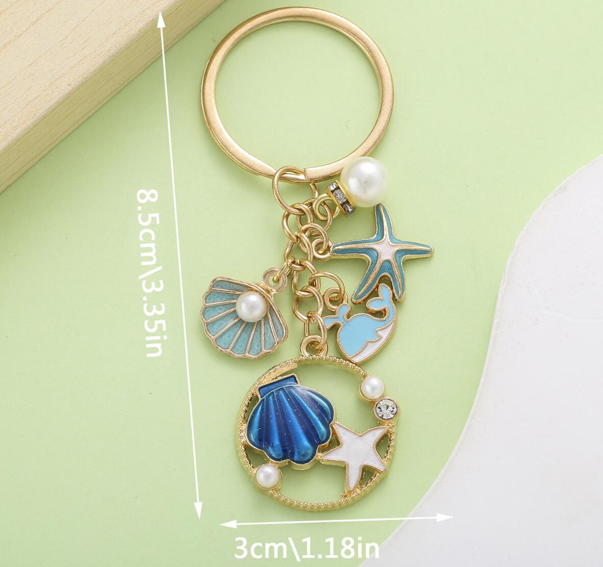 Starfish Dolphin and Shell Keychain