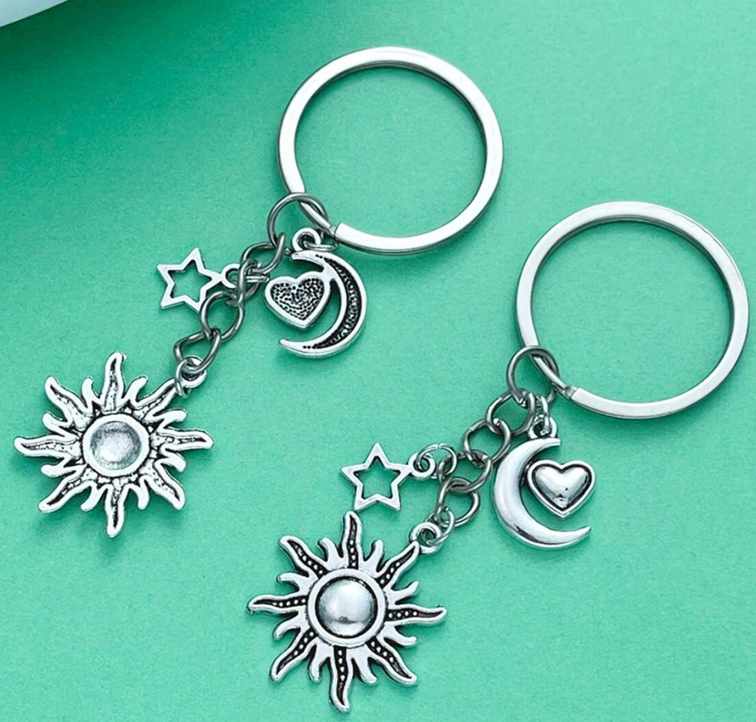Sun Star Moon and Heart Alloy Keychain