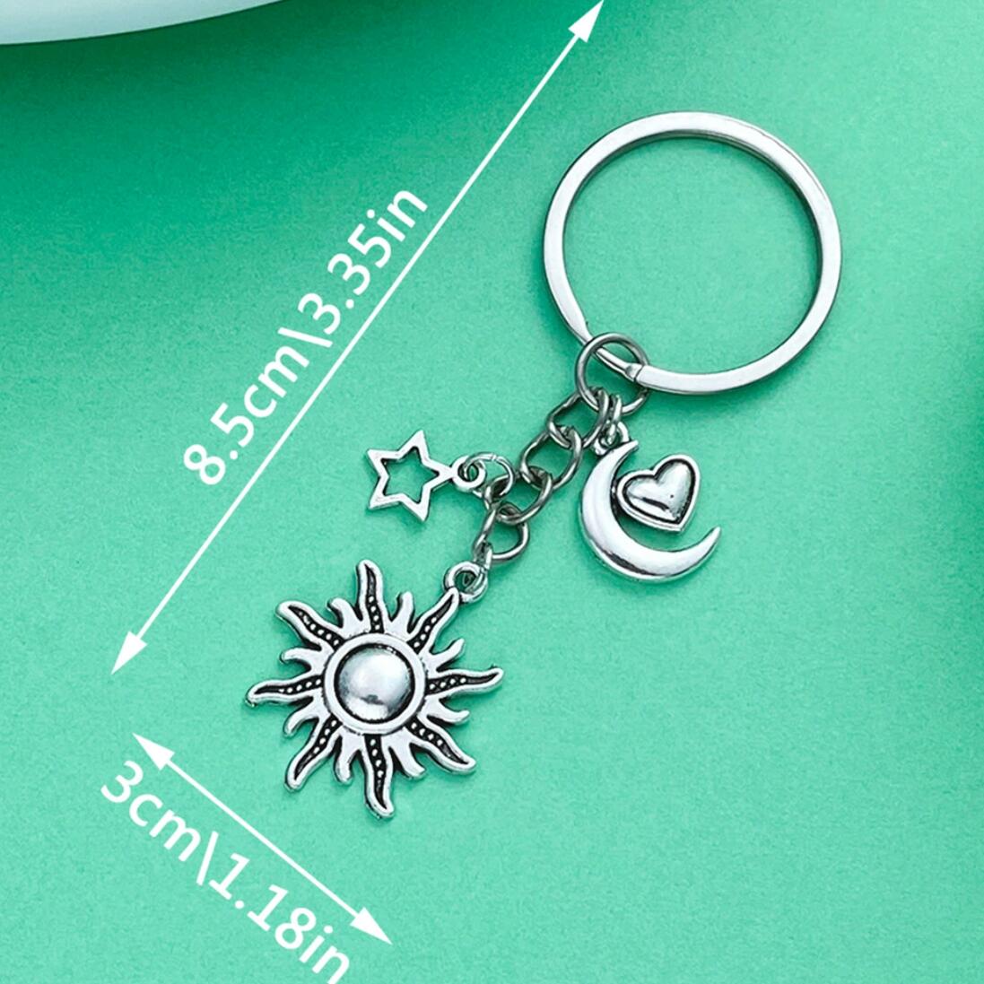 Sun Star Moon and Heart Alloy Keychain