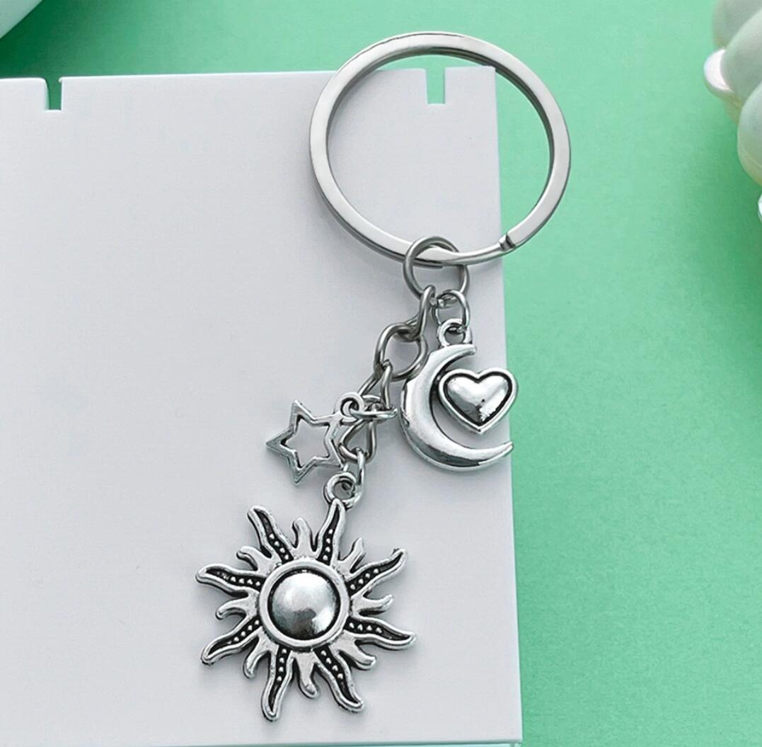 Sun Star Moon and Heart Alloy Keychain