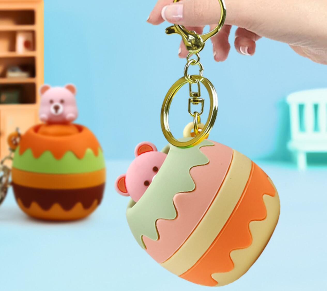 Cute Cartoon Bear Squeeze and Stress Relief Keychain