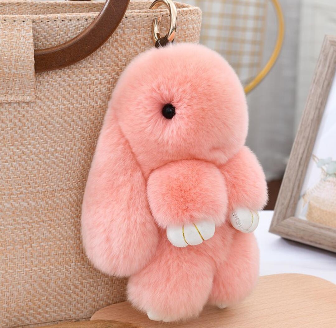 Cute Rex Rabbit Fur Bunny Keychain