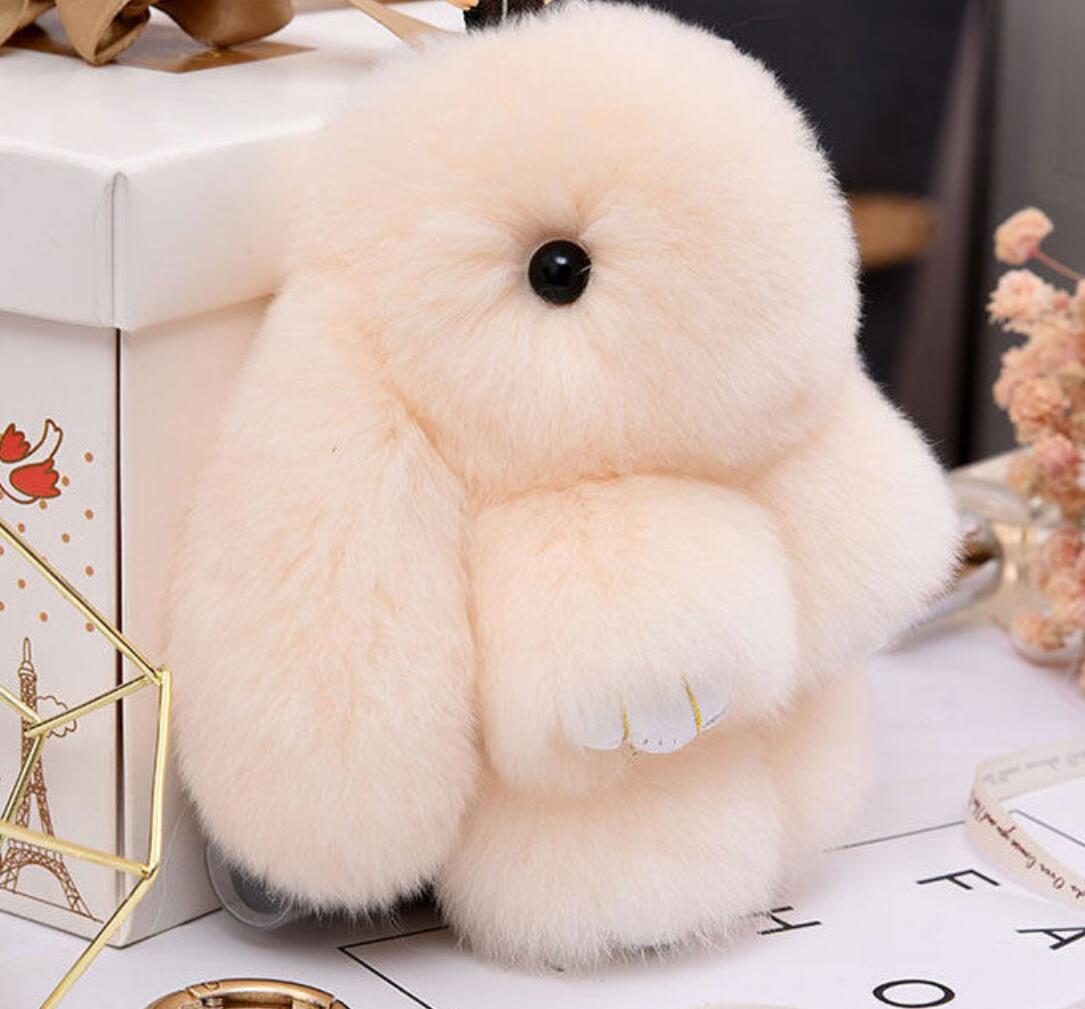 Cute Rex Rabbit Fur Bunny Keychain