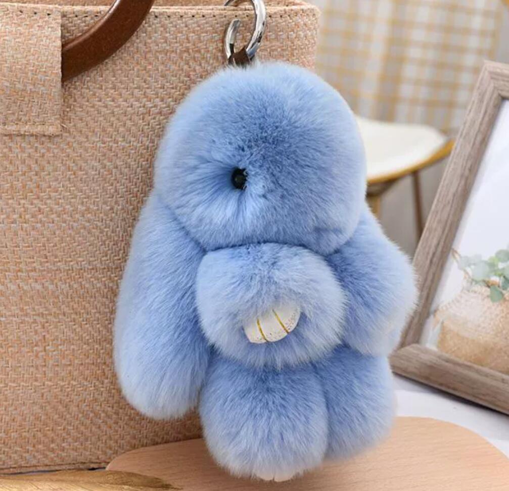 Cute Rex Rabbit Fur Bunny Keychain