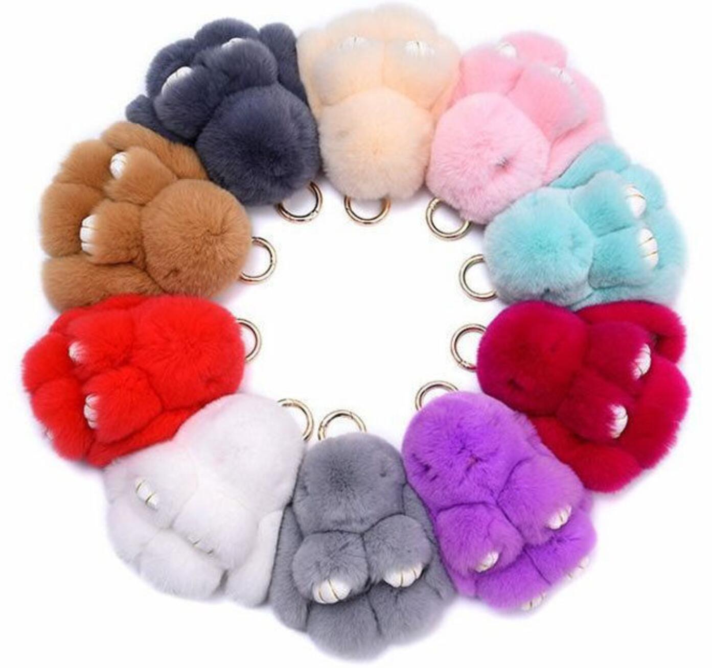 Cute Rex Rabbit Fur Bunny Keychain