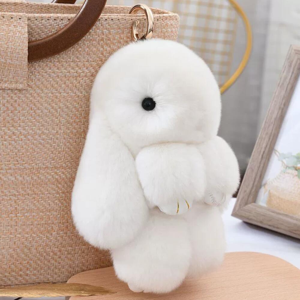 Cute Rex Rabbit Fur Bunny Keychain