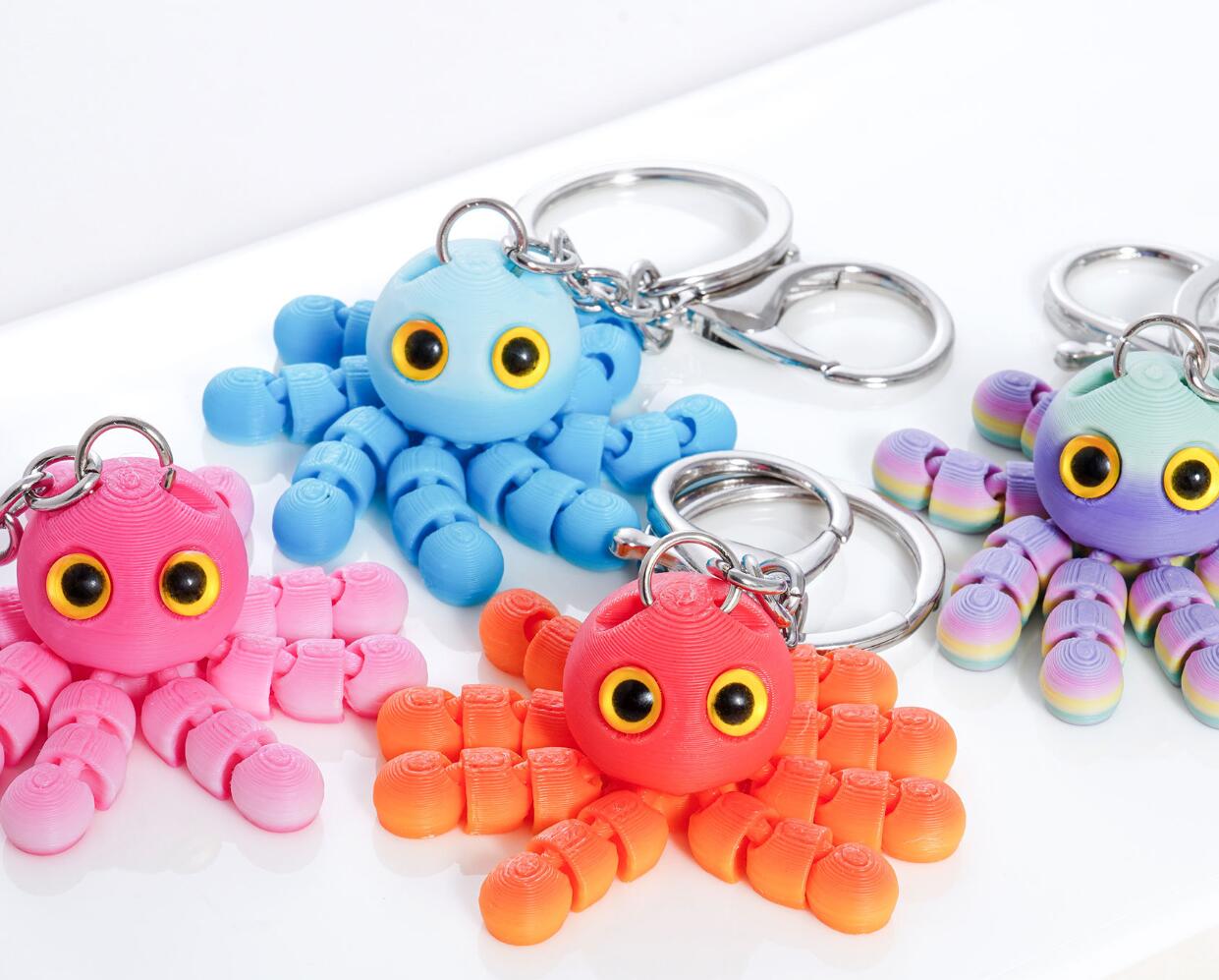 3D printed cute octopus keychain