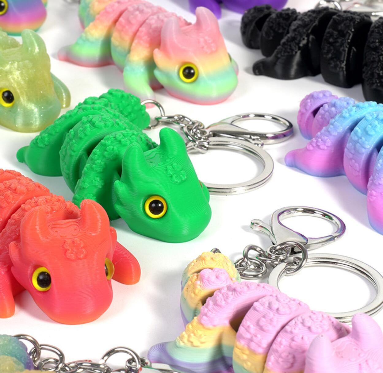 3D-Printed Cute Lucky Dragon Keychain