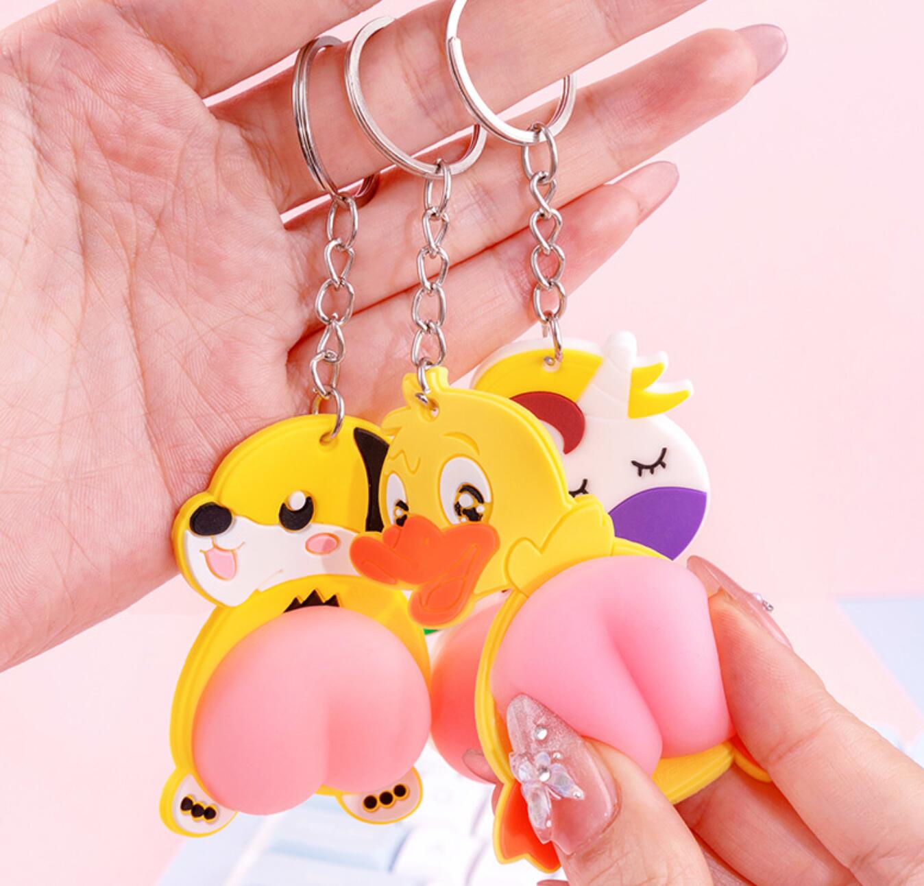 PVC Soft Rubber Cartoon Squeeze Toy Keychain
