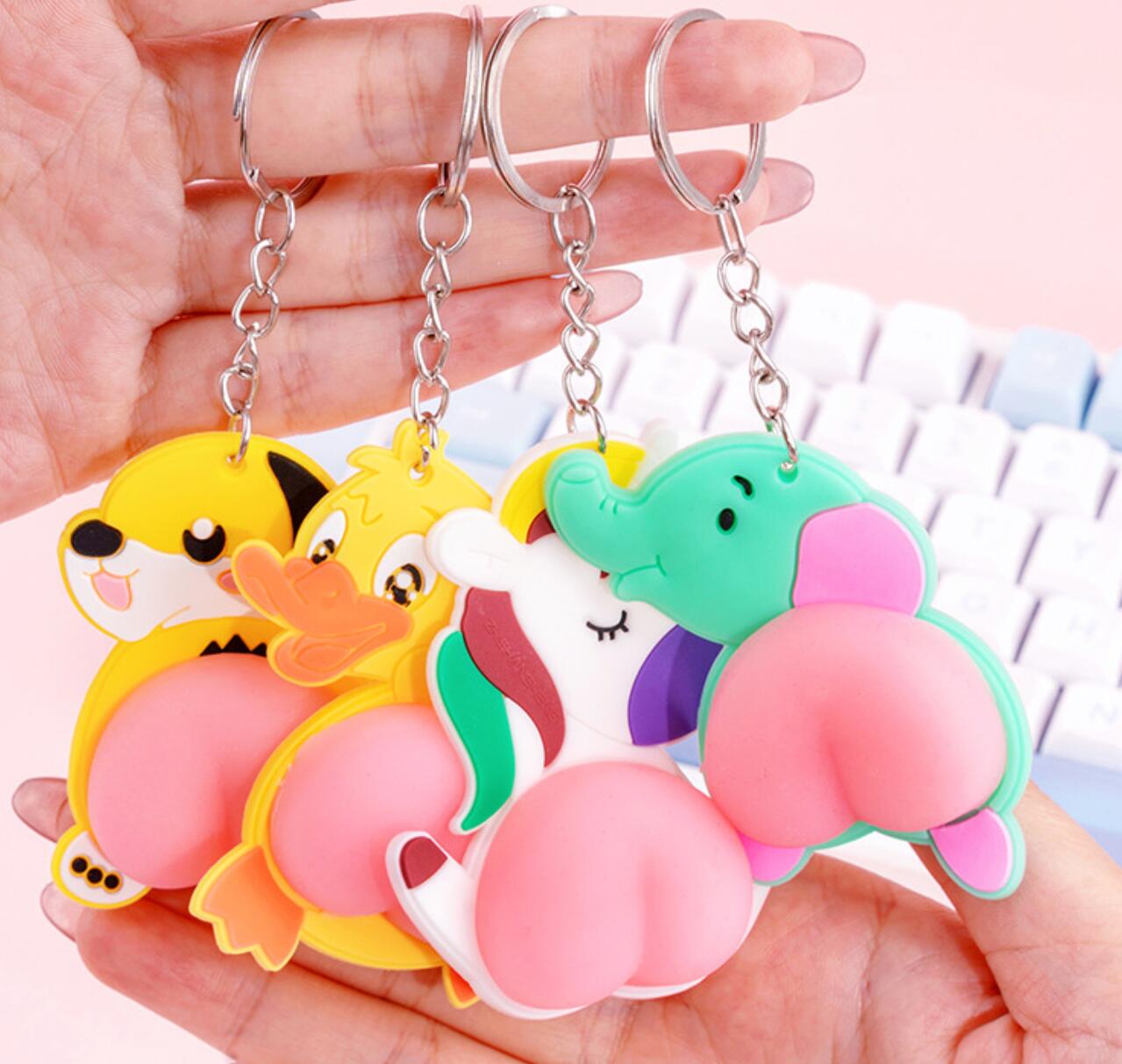 PVC Soft Rubber Cartoon Squeeze Toy Keychain