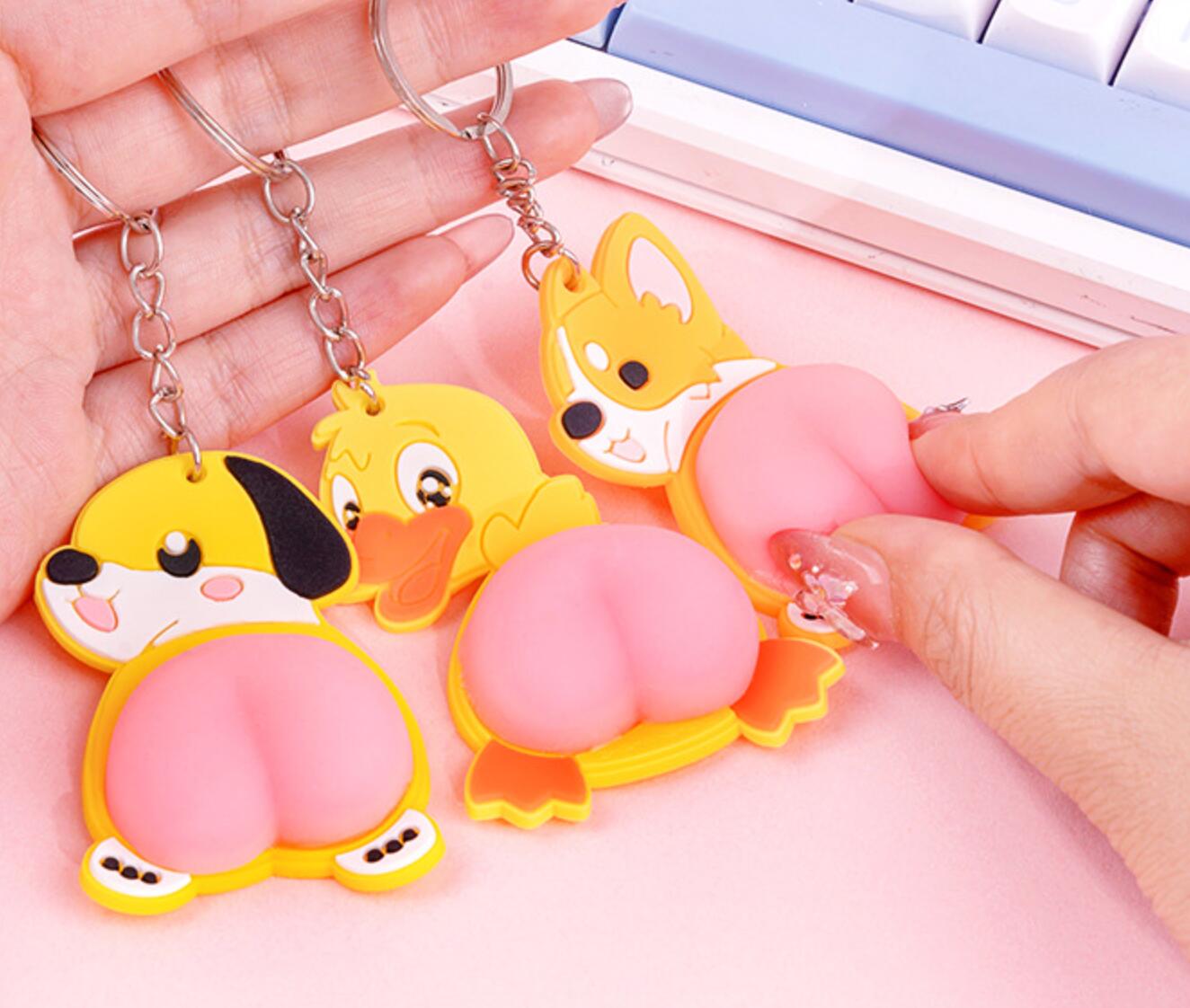 PVC Soft Rubber Cartoon Squeeze Toy Keychain