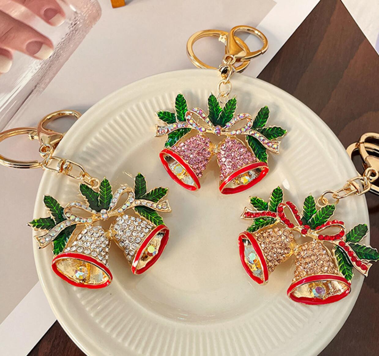Christmas Decorative Rhinestone Bell Keychain