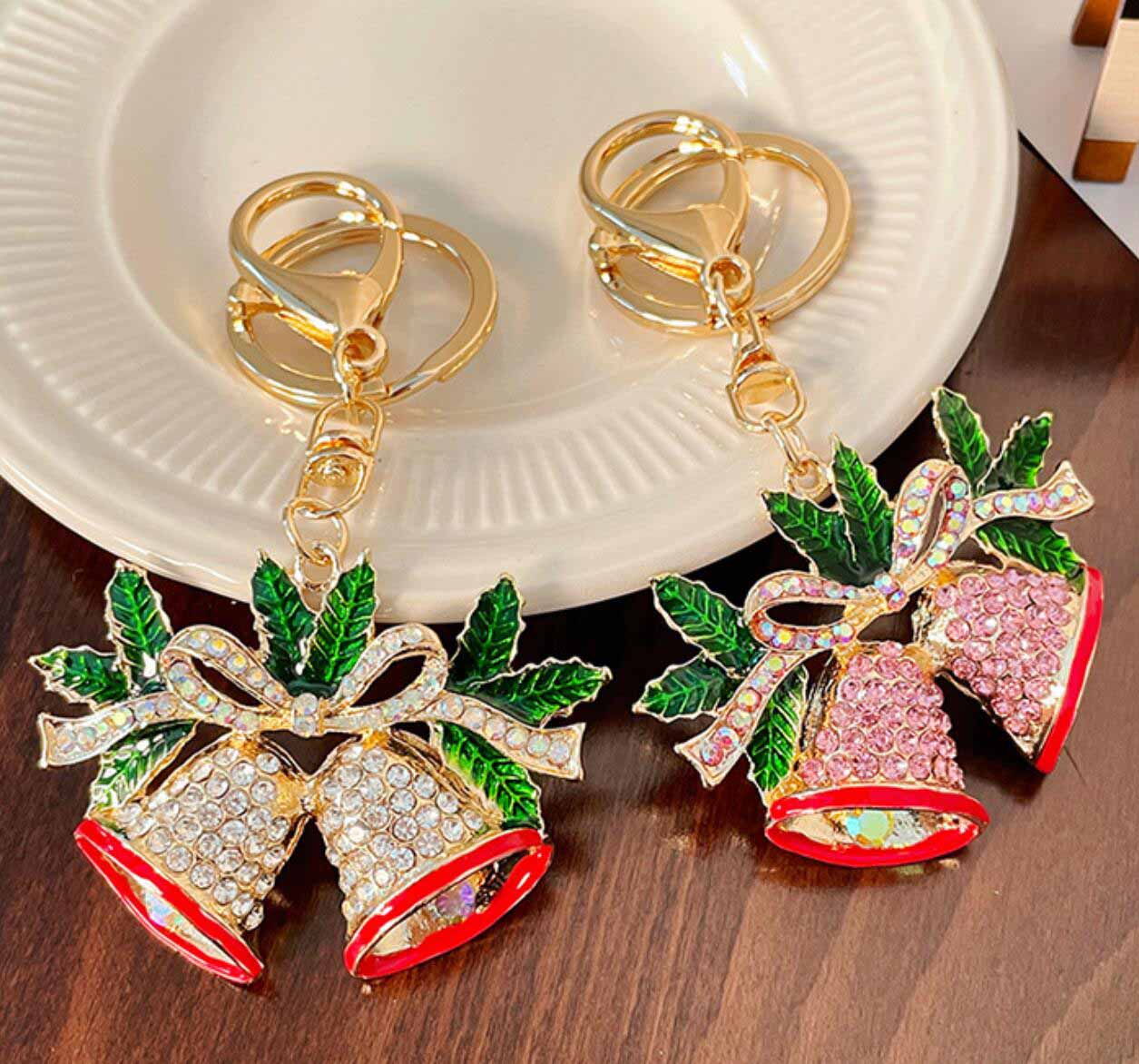 Christmas Decorative Rhinestone Bell Keychain