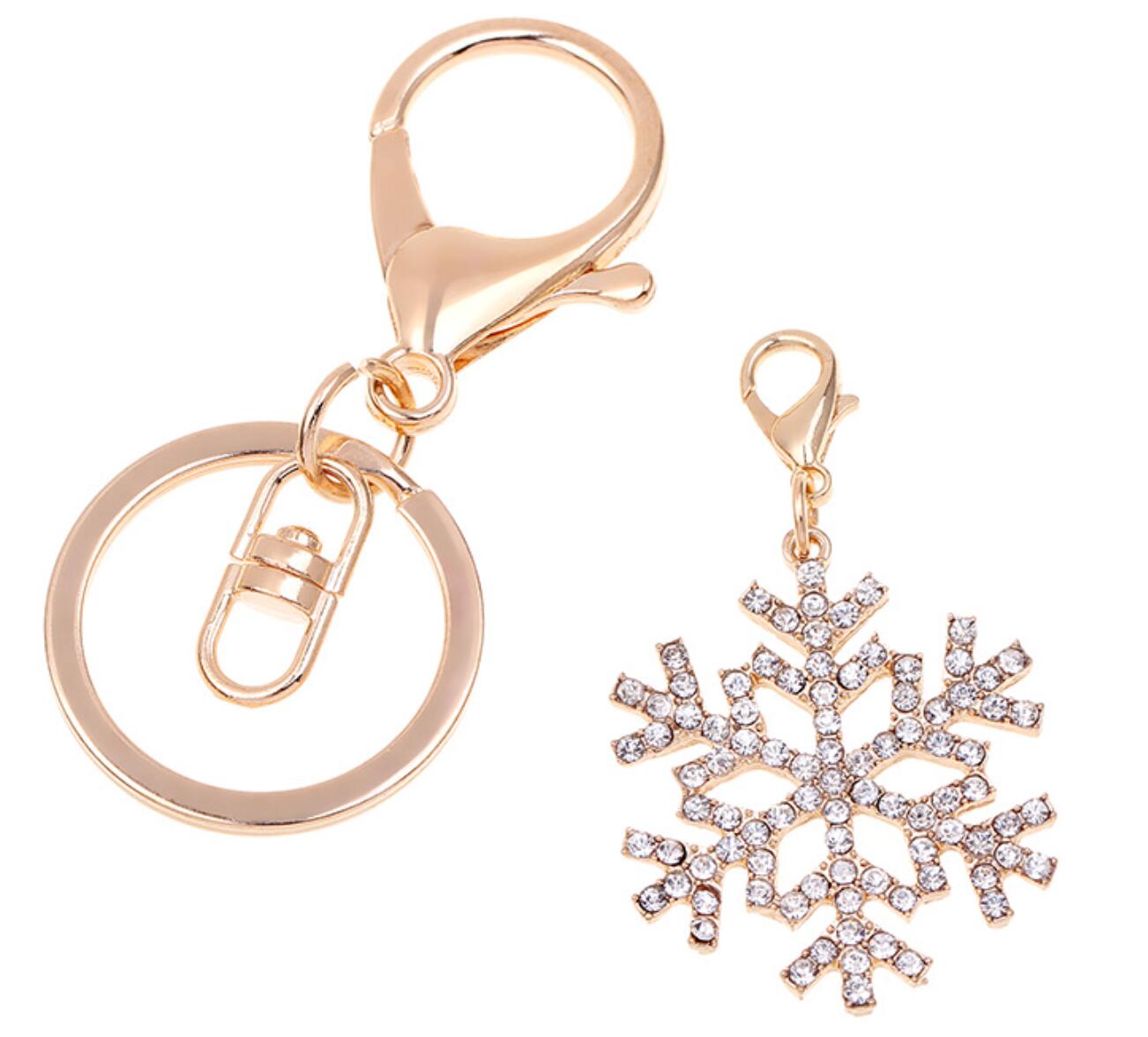 Christmas Snowflake Rhinestone Keychain