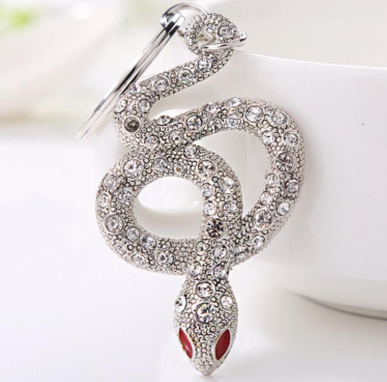 Alloy Rhinestone Snake Keychain