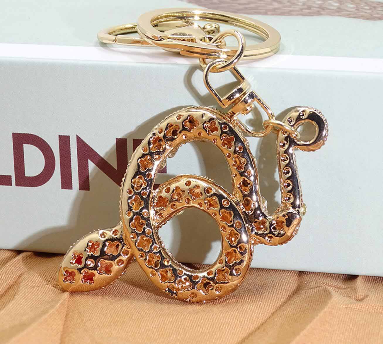 Alloy Rhinestone Snake Keychain