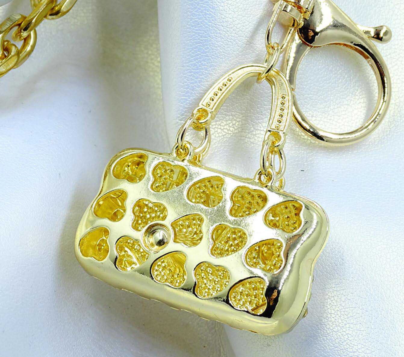 Alloy Rhinestone Handbag Keychain