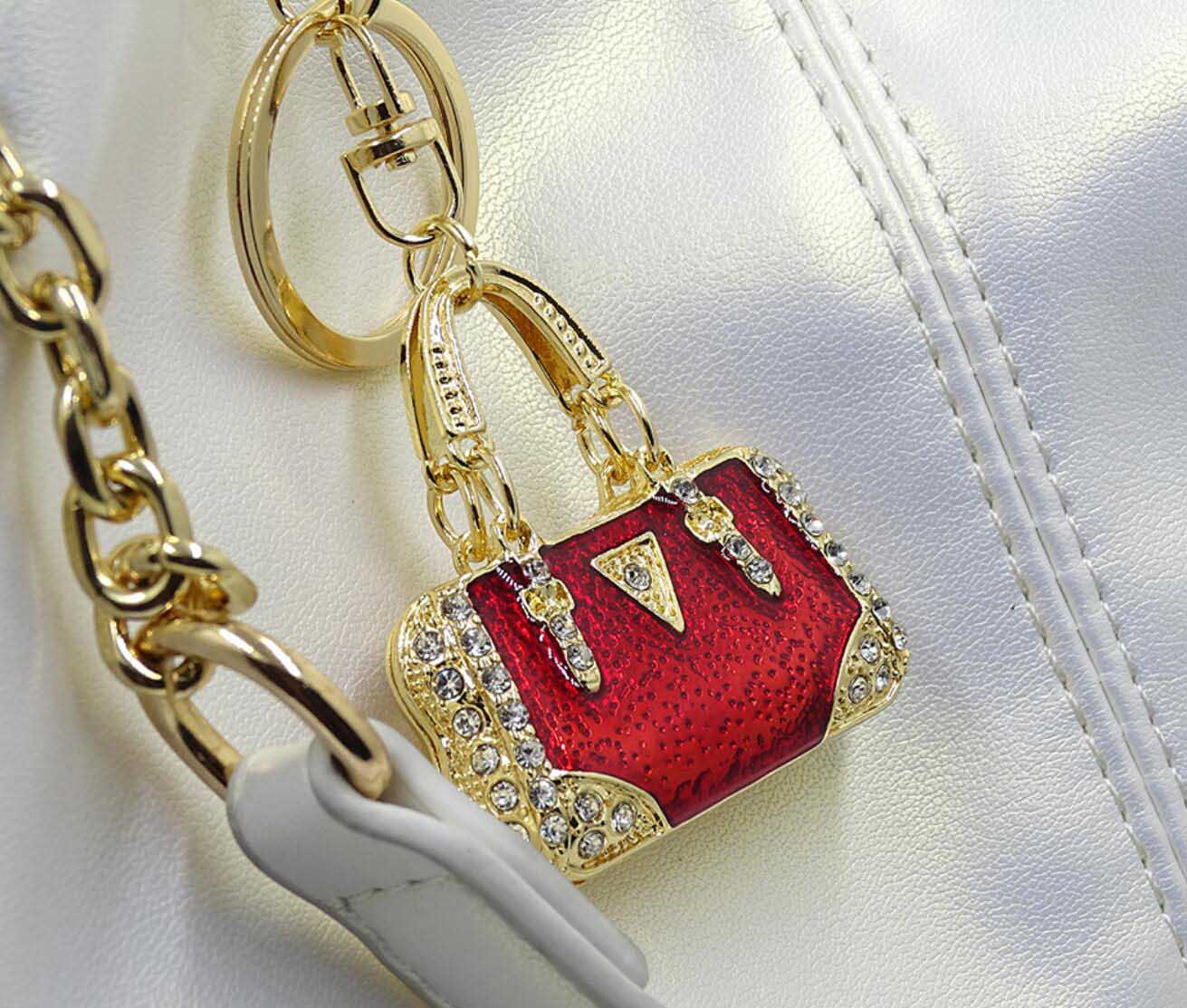 Alloy Rhinestone Handbag Keychain