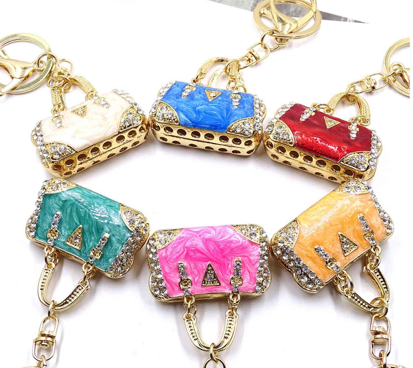 Alloy Rhinestone Handbag Keychain