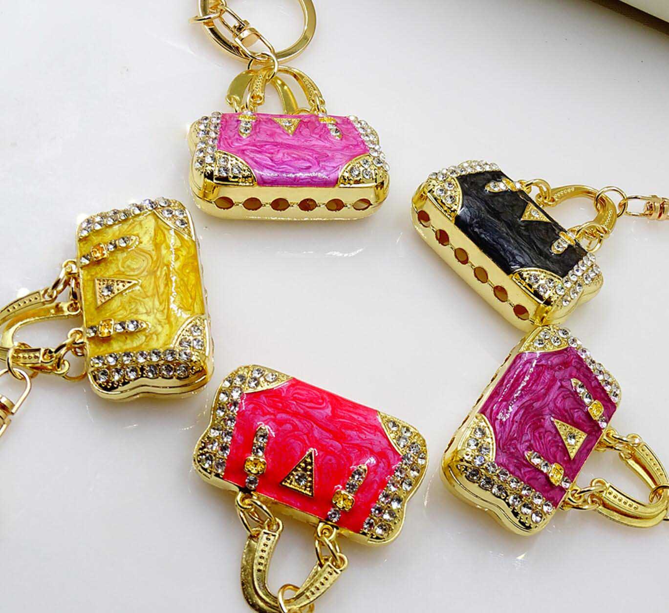 Alloy Rhinestone Handbag Keychain