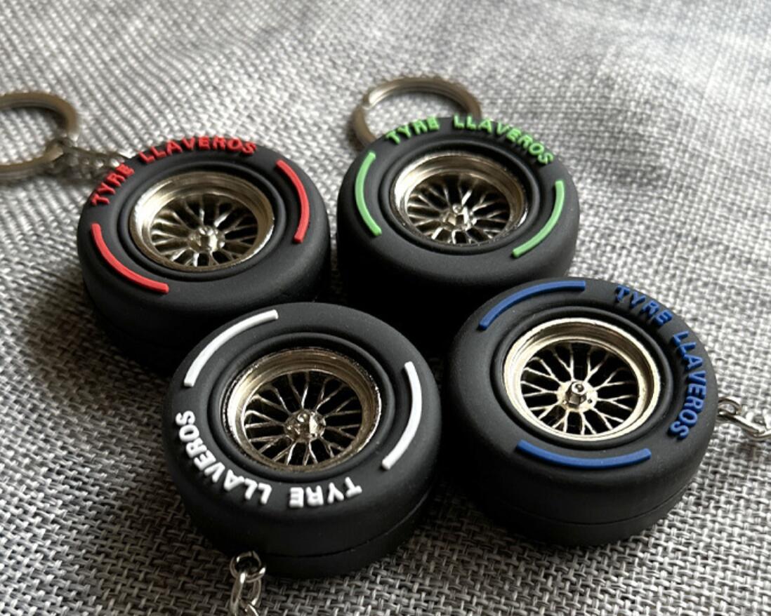 Car Tire and Wheel Hub Keychain