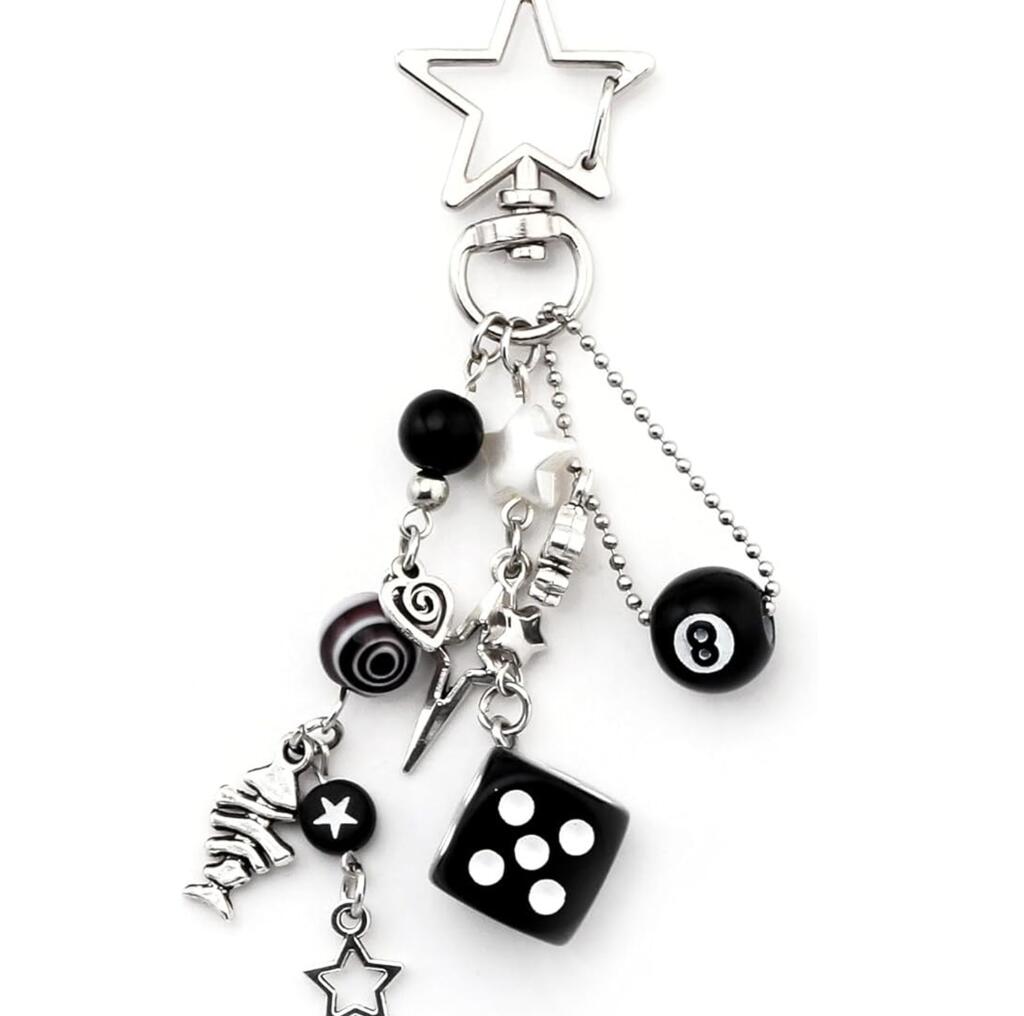 Black 8 Dice Billiard Keychain